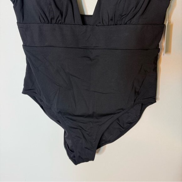 ANDIE New Black Mykonos Plunge One Piece Swimsuit Bathing Suit Tall Torso XL XLT - Picture 4 of 10